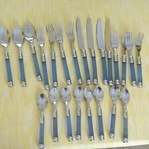 Cambridge Azure Lucite Handle Stainless Flatware.